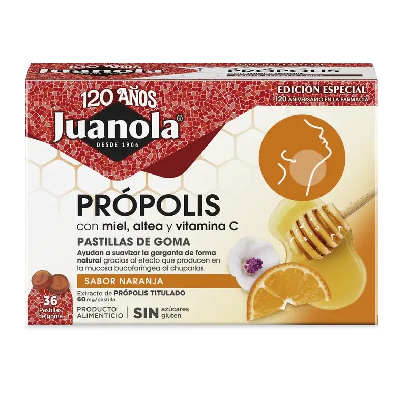 Juanola Propolis s pomarančovou príchuťou 72 g, 36 kusov