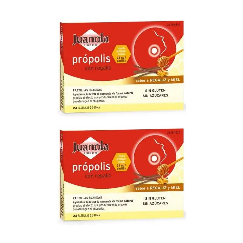 Juanola Propolis s príchuťou sladkého drievka, 2×24 pastiliek 