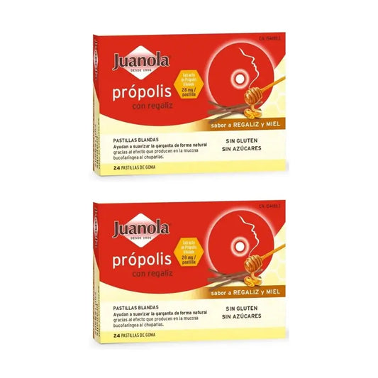 Juanola Propolis s príchuťou sladkého drievka, 2×24 pastiliek 