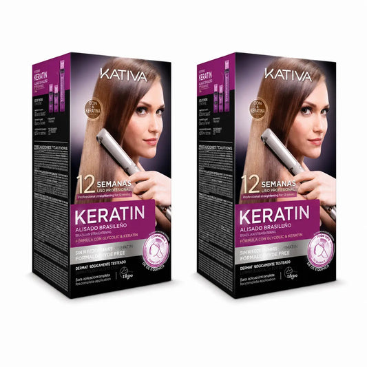 Kativa Kit Keratin – brazílske rýchle vyrovnávanie vlasov Veg, balenie po 2 ks