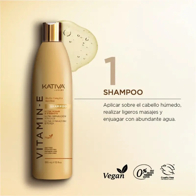 Kativa Šampón s vitamínom E, biotínom a bambusom, 355 ml