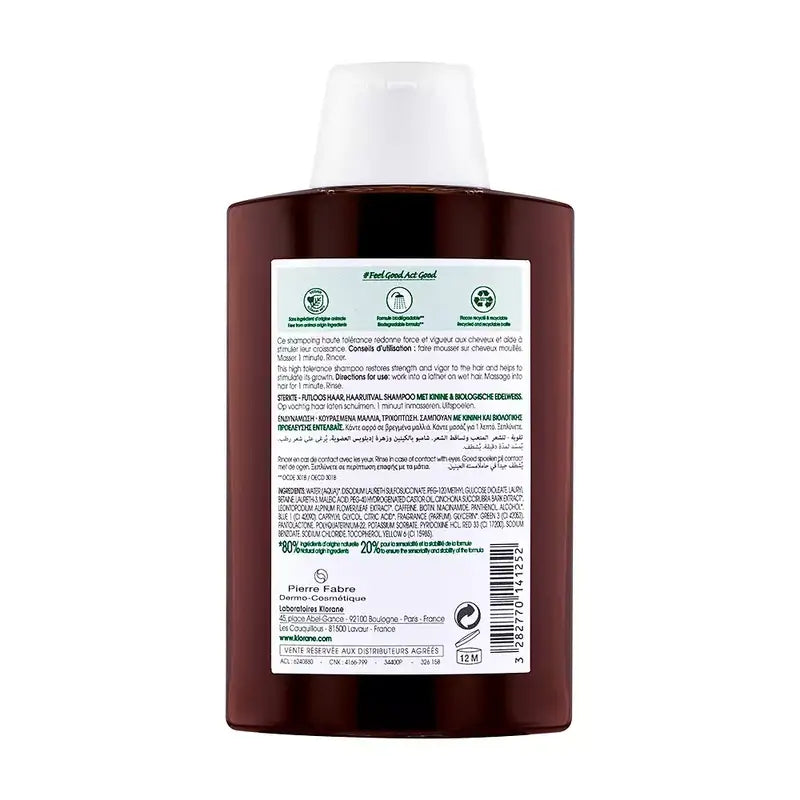 Klorane Šampón s chininom a edelweissom Bio 200 ml