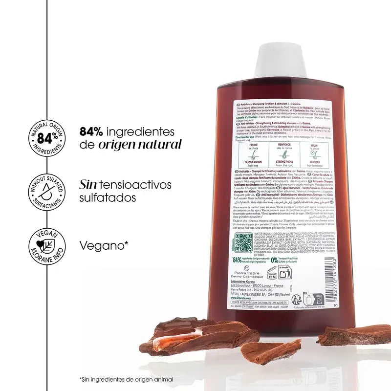 Klorane Šampón s chininom proti vypadávaniu vlasov 400 ml