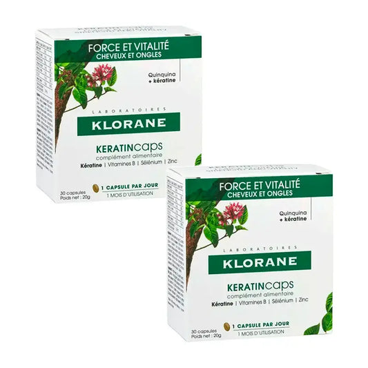 Klorane Keratincaps, balenie 2 x 30 kapsúl