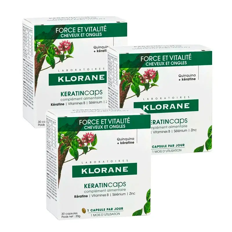 Klorane Keratincaps, balenie 3 x 30 kapsúl