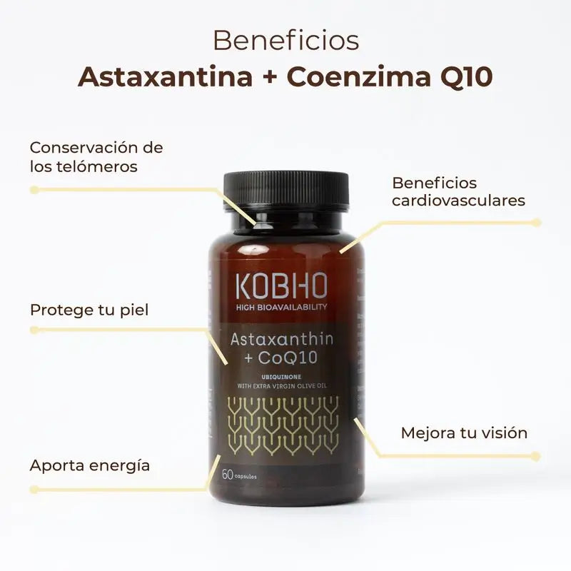 Kobho Labs – doplnok stravy Astaxantín + koenzým Q10, 60 kapsúl