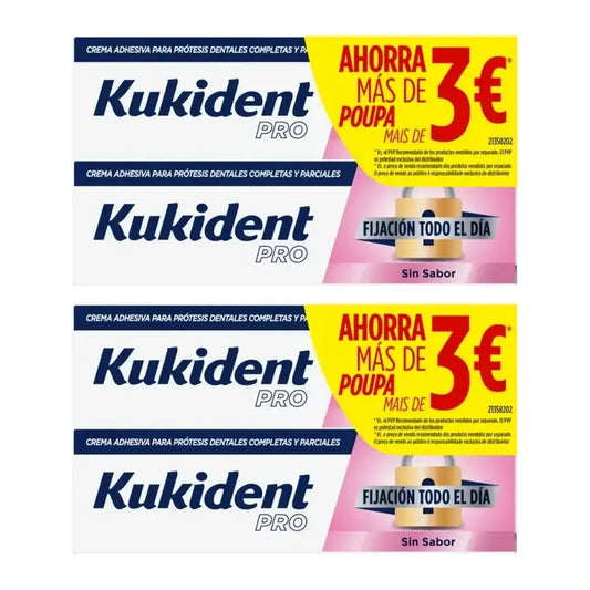 Kukident Pro – celodenná fixácia bez príchute, výhodné balenie, 4 × 47 g