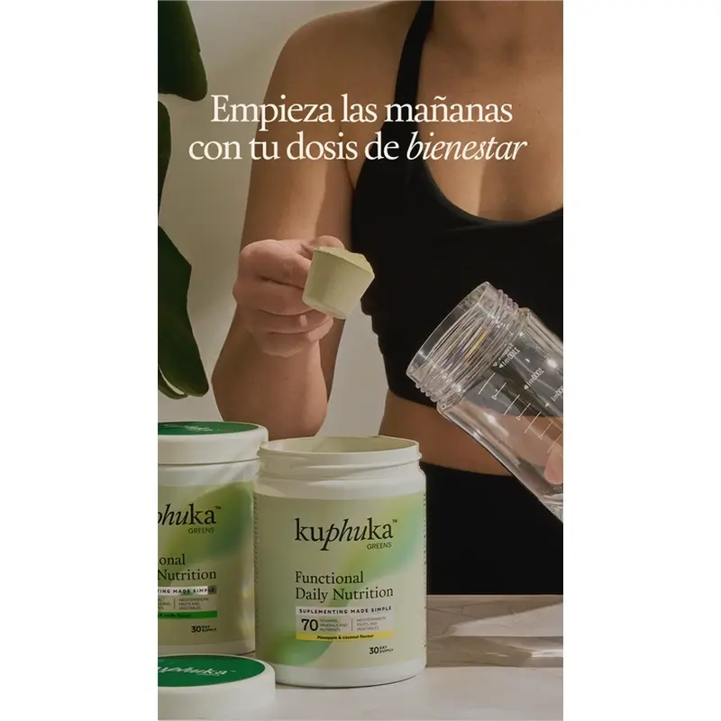 Kuphuka Greens – 100 % prírodný a holistický výživový doplnok s príchuťou jablka a vanilky, 411 g