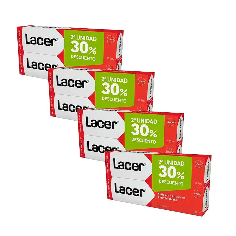 Zubná pasta Lacer Duplo, balenie 4 x 125 ml