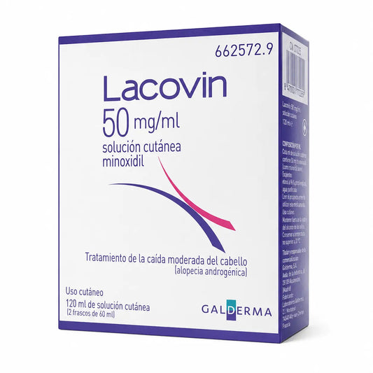 Lacovin 50 mg/ml Minoxidil, kožný roztok, 2 fľaše po 60 ml