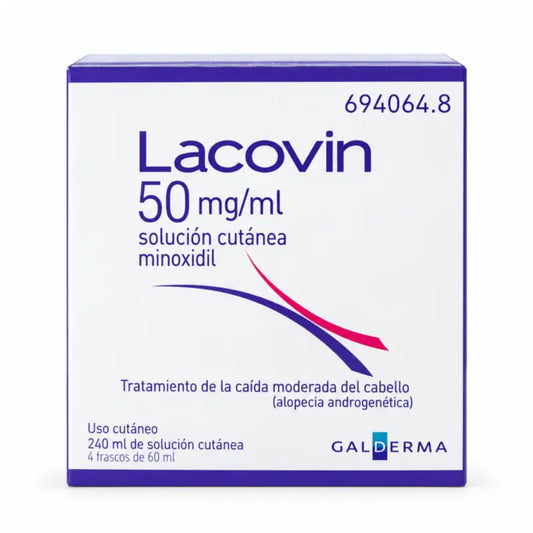 Lacovin 50 mg/ml Minoxidil, kožný roztok, 4 fľaše po 60 ml
