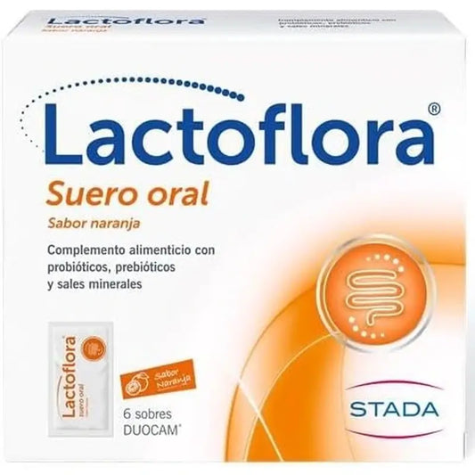 Lactoflora – perorálny roztok s probiotikami, prebiotikami a minerálnymi soľami, s príchuťou pomaranča, 6 vrecúšok