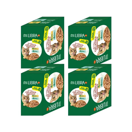 Libra – vlhké krmivo pre mačky s kuracím mäsom a morkou, v balení typu flowpack, 4 x 1,02 kg