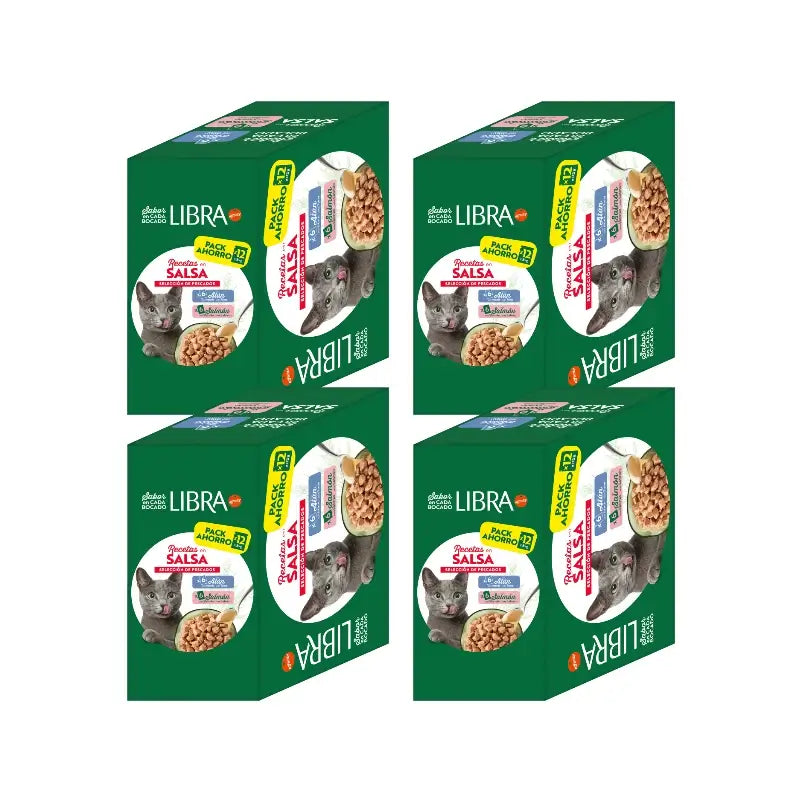 Libra – mokré krmivo pre mačky s lososom a tuniakom, v balení typu flowpack, 4 x 1,02 kg