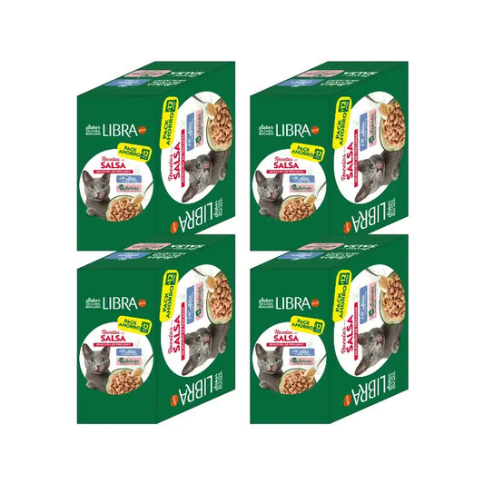 Libra – mokré krmivo pre mačky s lososom a tuniakom, v balení typu flowpack, 4 x 1,02 kg
