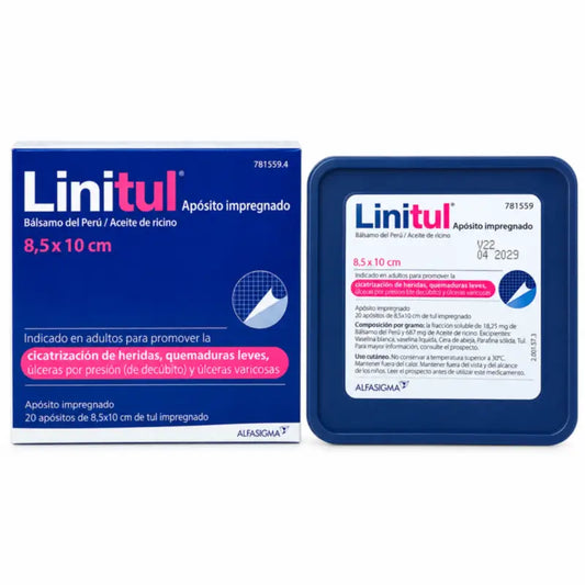 Linitul 8,5 × 10 cm, balenie impregnovaných obväzov, 20 kusov