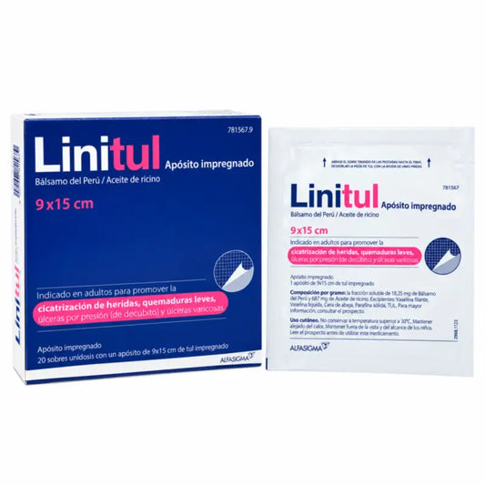 Linitul 9 x 15 cm impregnovaný obväz, 20 vrecúšok