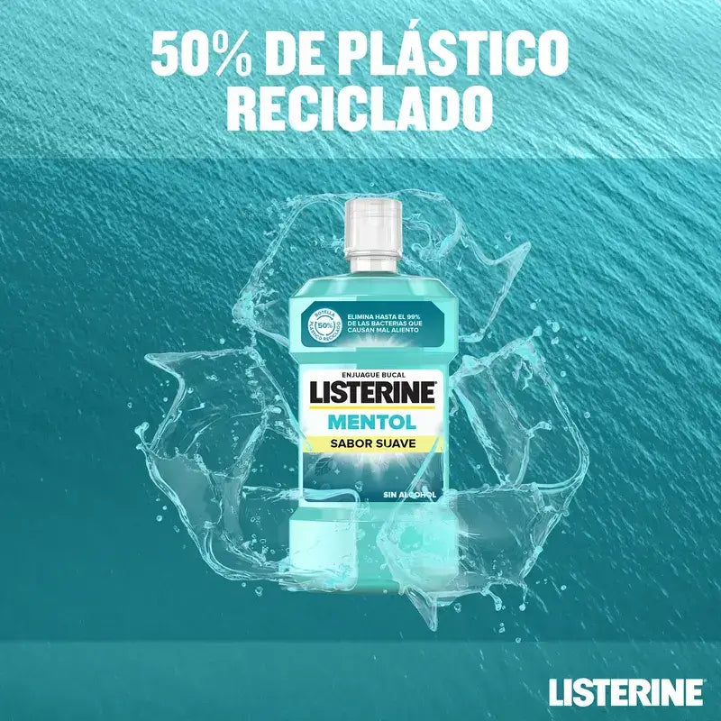 Ústna voda Listerine Duplo, jemná mentolová príchuť, bez alkoholu, na každodenné použitie, 2 x 500 ml
