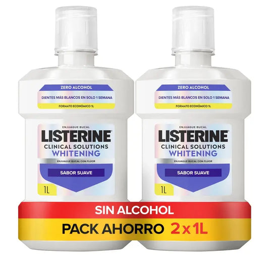 Ústna voda Listerine, Advanced White s bieliacim účinkom, jemná mätová príchuť, bez alkoholu, balenie 2 x 1000 ml