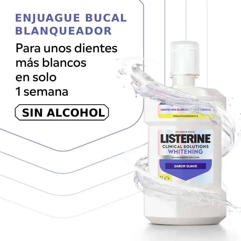 Ústna voda Listerine, Advanced White s bieliacim účinkom, jemná mätová príchuť, bez alkoholu, balenie 2 x 1000 ml