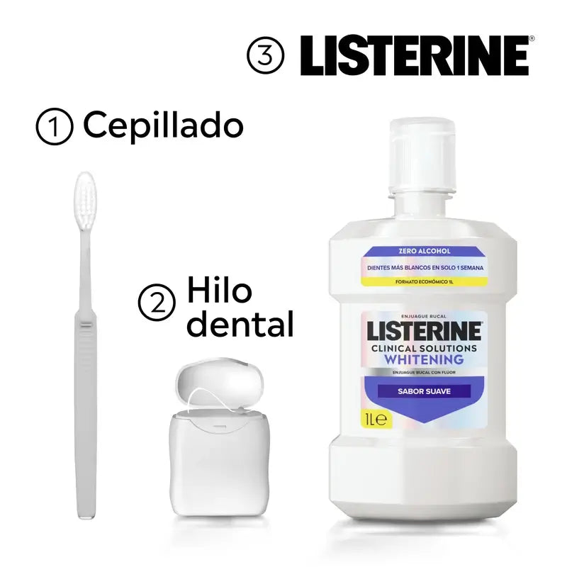 Ústna voda Listerine, Advanced White s bieliacim účinkom, jemná mätová príchuť, bez alkoholu, balenie 2 x 1000 ml