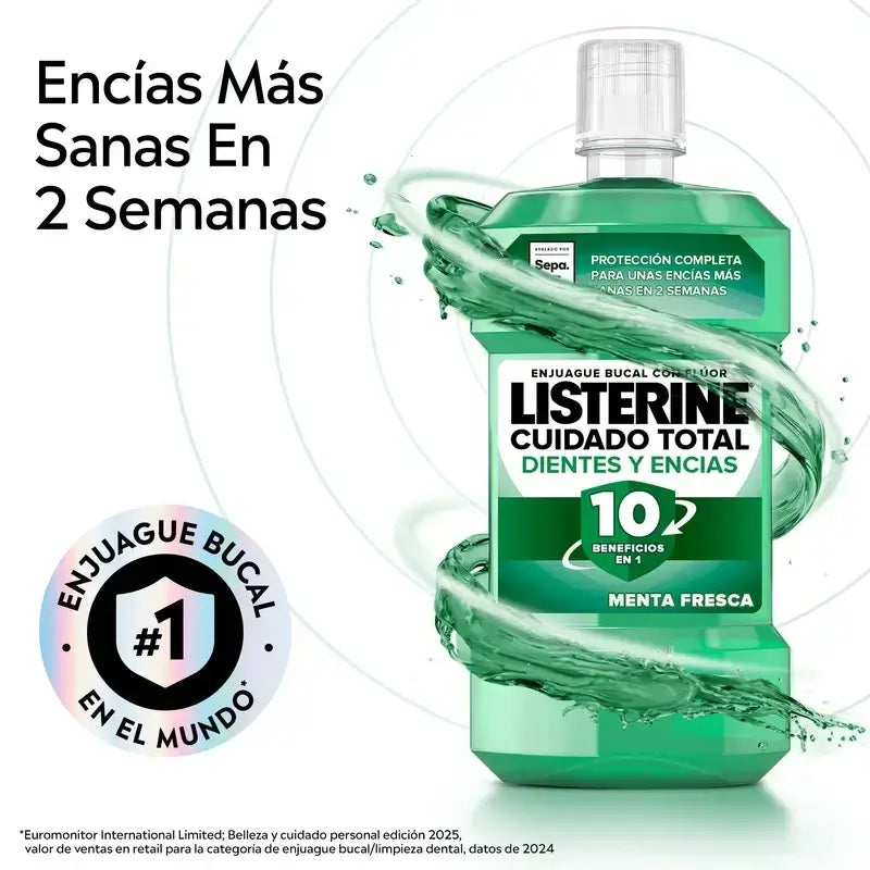 Ústna voda Listerine na zuby a ďasná, balenie 500 ml + 250 ml