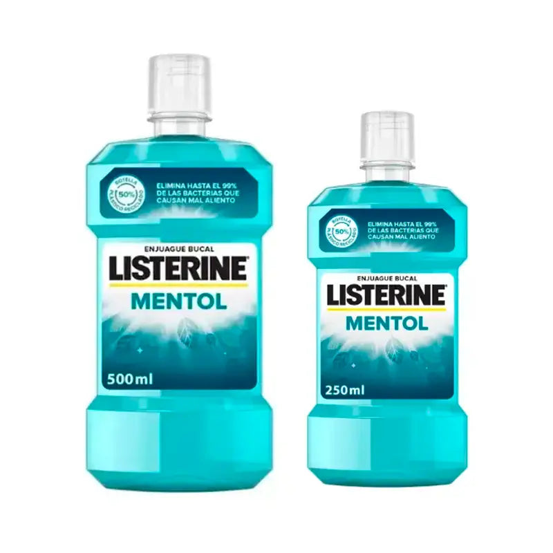 Ústna voda Listerine s príchuťou mäty, balenie 500 ml + 250 ml
