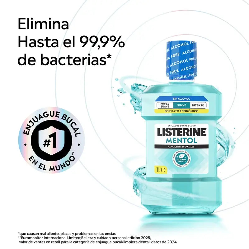Listerine, ústna voda s jemnou mentolovou príchuťou, 1000 ml