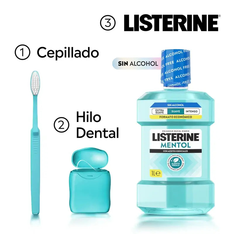 Listerine, ústna voda s jemnou mentolovou príchuťou, 1000 ml