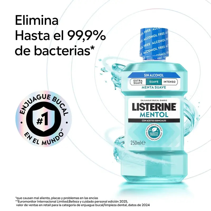 Listerine, ústna voda s jemnou mentolovou príchuťou, 250 ml