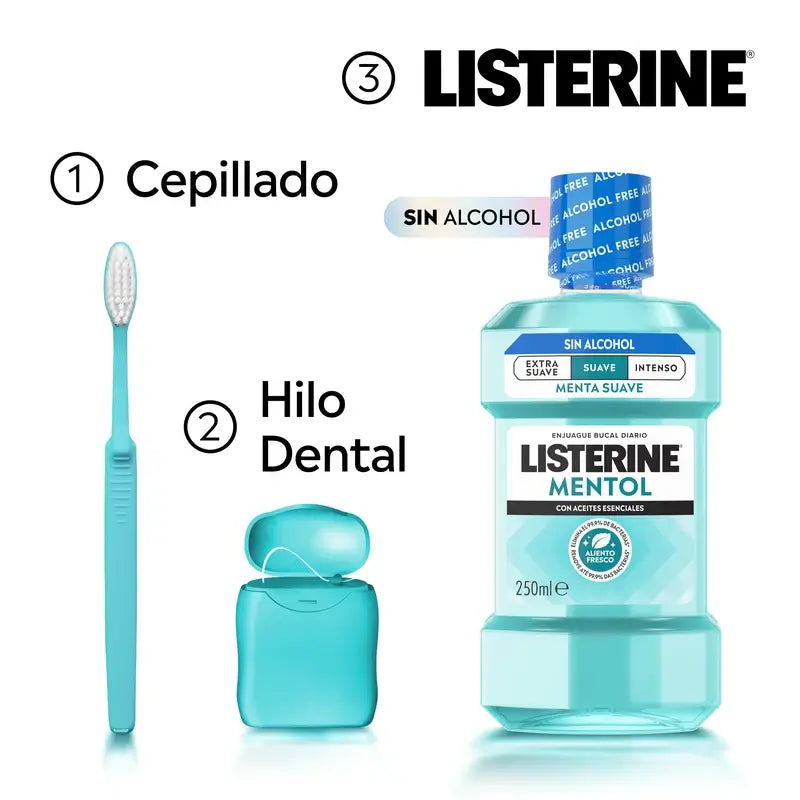 Listerine, ústna voda s jemnou mentolovou príchuťou, 250 ml