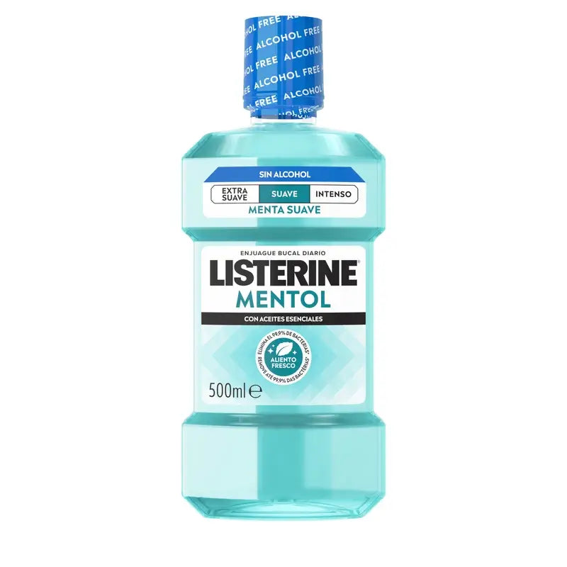 Ústna voda Listerine, jemná mentolová príchuť, bez alkoholu, na každodenné použitie, 500 ml