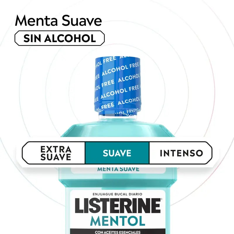 Ústna voda Listerine, jemná mentolová príchuť, bez alkoholu, na každodenné použitie, 500 ml