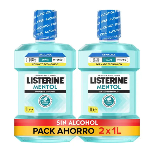Listerine bezalkoholová ústna voda s jemným zložením, 2 x 1 l