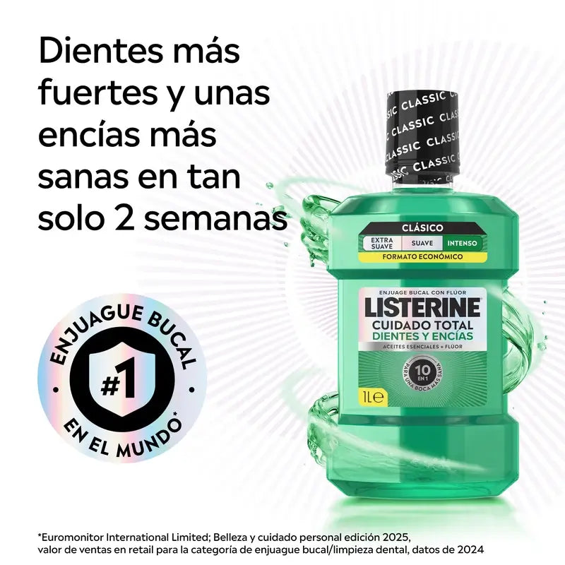 Ústna voda Listerine na ochranu zubov a ďasien, svieža mäta, 1 l