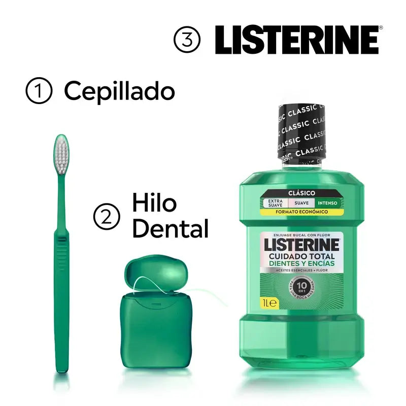 Ústna voda Listerine na ochranu zubov a ďasien, svieža mäta, 1 l
