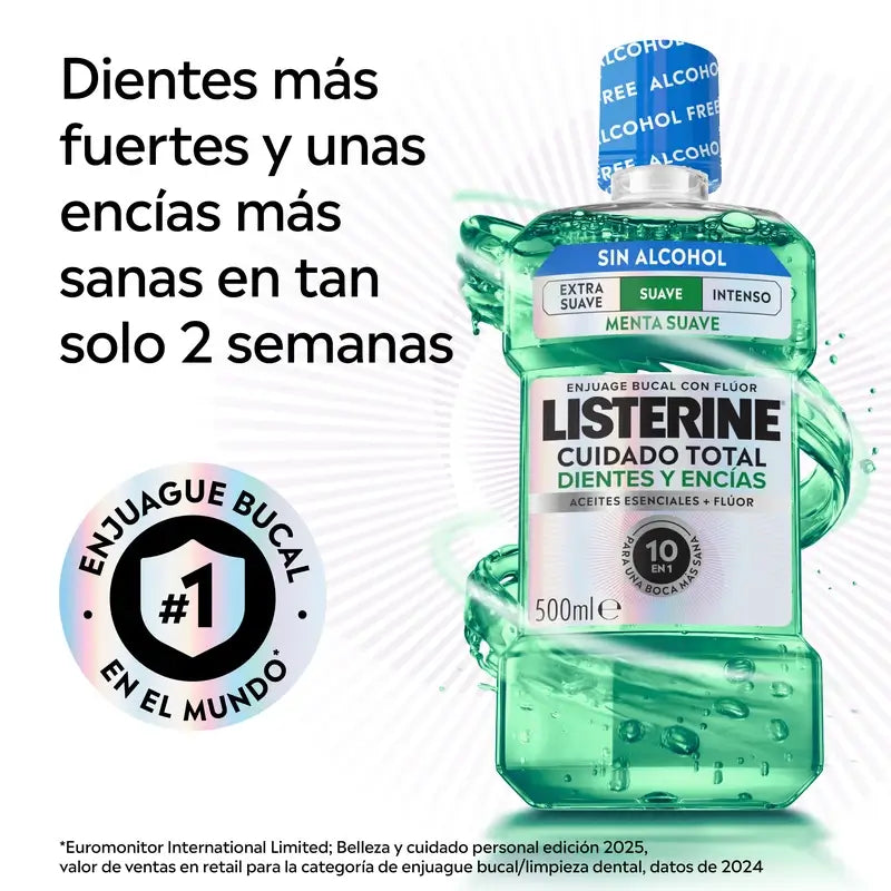 Listerine ústna voda bez alkoholu na ochranu zubov a ďasien, jemná príchuť, 500 ml