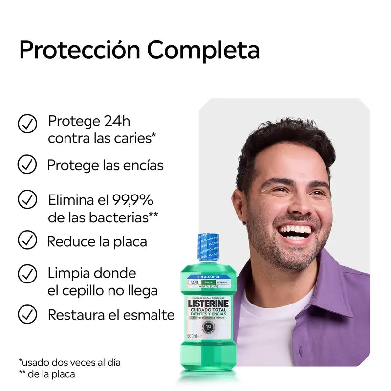 Listerine ústna voda bez alkoholu na ochranu zubov a ďasien, jemná príchuť, 500 ml