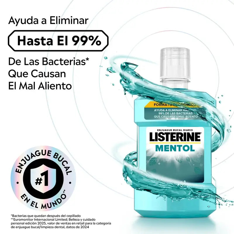 Ústna voda Listerine s príchuťou mäty, chráni pred zubným povlakom, posilňuje zuby, balenie 2 x 1000 ml.
