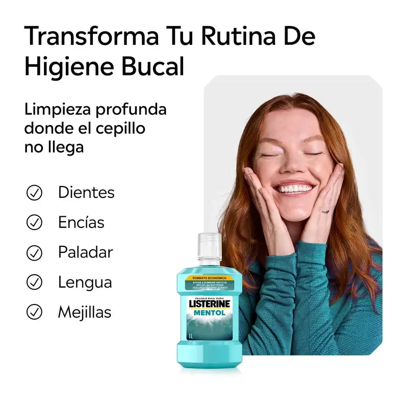Ústna voda Listerine s príchuťou mäty, chráni pred zubným povlakom, posilňuje zuby, balenie 2 x 1000 ml.