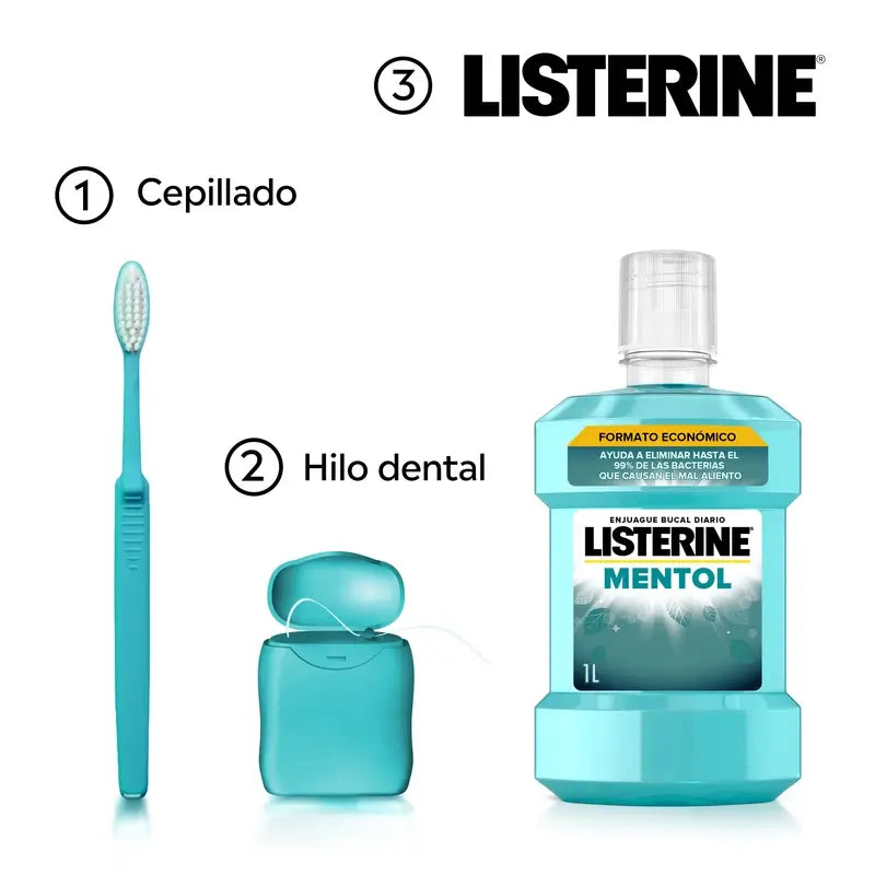Ústna voda Listerine s príchuťou mäty, chráni pred zubným povlakom, posilňuje zuby, balenie 2 x 1000 ml.