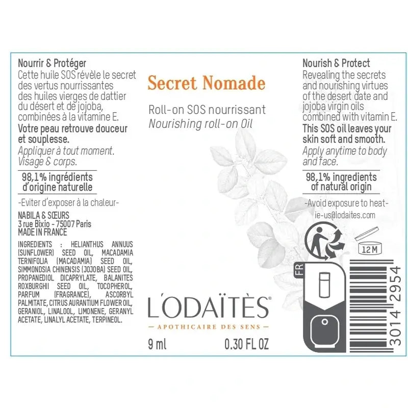 L'Odaïtès Corporal Secret Nomade – výživný olej v roll-one, 9 ml