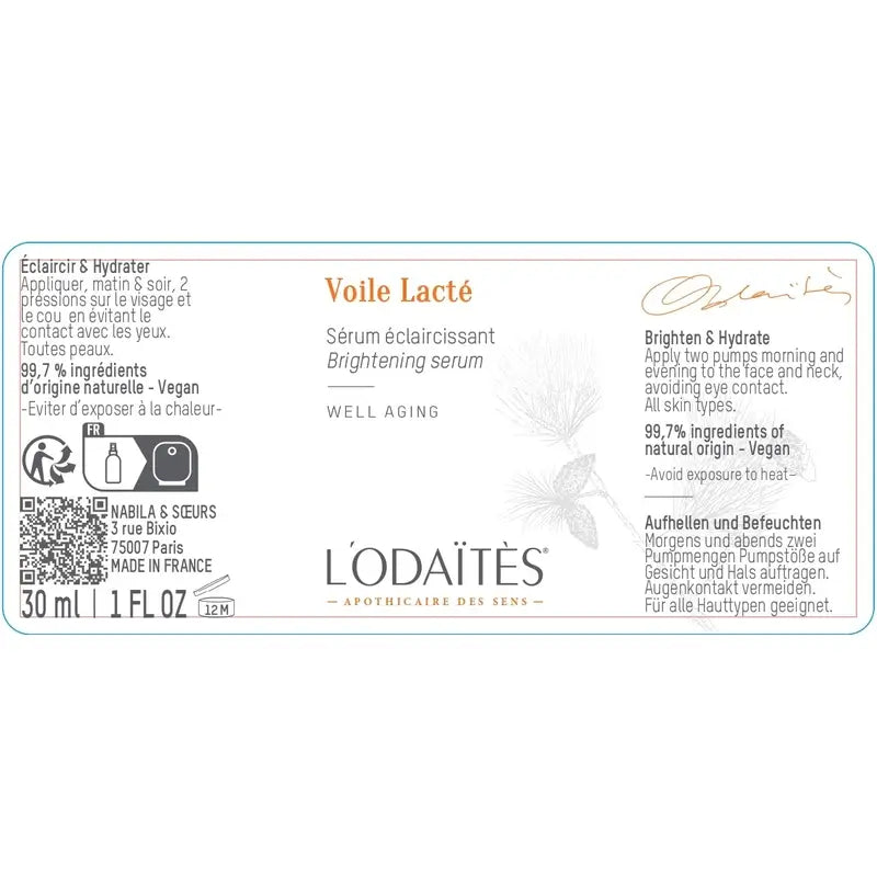 L'Odaïtès Facial Voile Lacté – rozjasňujúce sérum, 30 ml