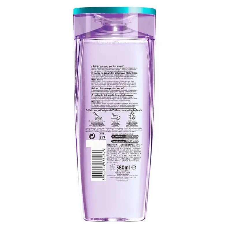 L'Oréal Paris Elvive Šampón s kyselinou hyalurónovou Pure: Čistí, hydratuje, dodáva vlasom objem a lesk, bez silikónov, 400 ml