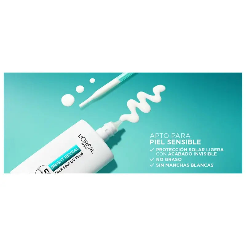 L'Oréal Paris Bright Reveal Hydratačný fluid proti pigmentovým škvrnám s UV filtrom SPF 50+ a niacinamidom