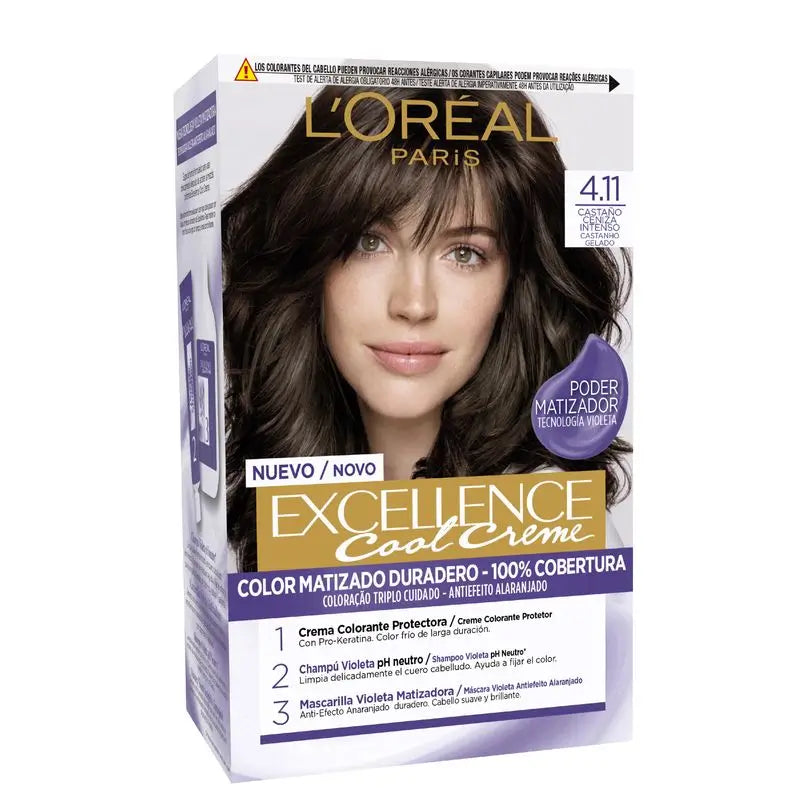 L'Oréal Paris Excellence Cool Creme Trvalá farba na vlasy – odtieň 4.11 Intenzívna popolavá hnedá