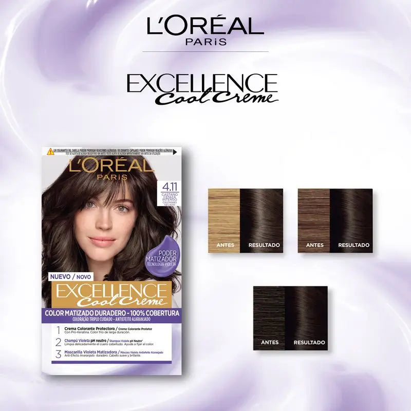 L'Oréal Paris Excellence Cool Creme Trvalá farba na vlasy – odtieň 4.11 Intenzívna popolavá hnedá