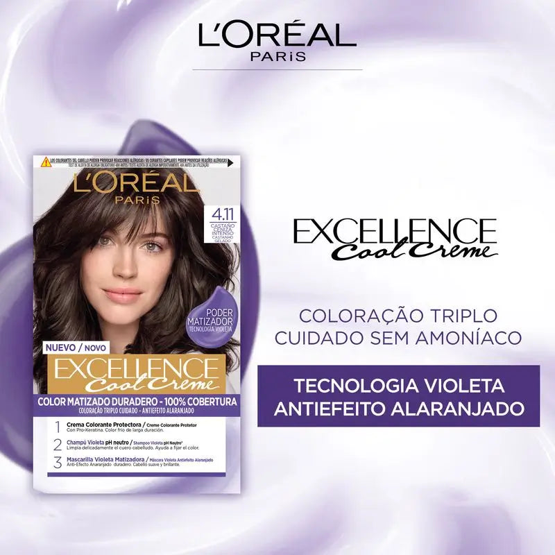 L'Oréal Paris Excellence Cool Creme Trvalá farba na vlasy – odtieň 4.11 Intenzívna popolavá hnedá