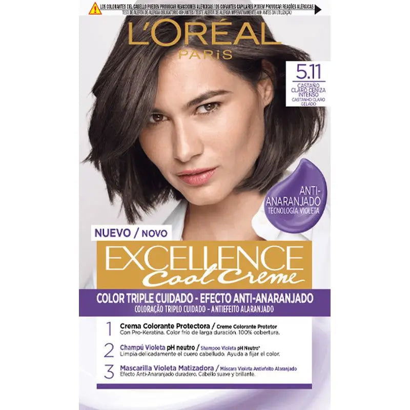 L'Oréal Paris Excellence Cool Creme Trvalá farba na vlasy – odtieň 5.11 Svetlohnedá s intenzívnym popelovým nádychom