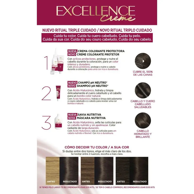 L'Oréal Paris Excellence Creme Trvalá farba na vlasy – odtieň 3 Tmavohnedá